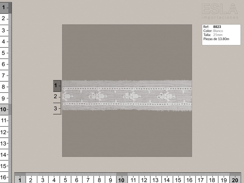 Tira bordada, Blanco, Entredos, Ref 8823