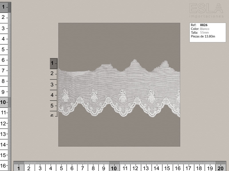 Tira bordada, Blanco, Ref 8826
