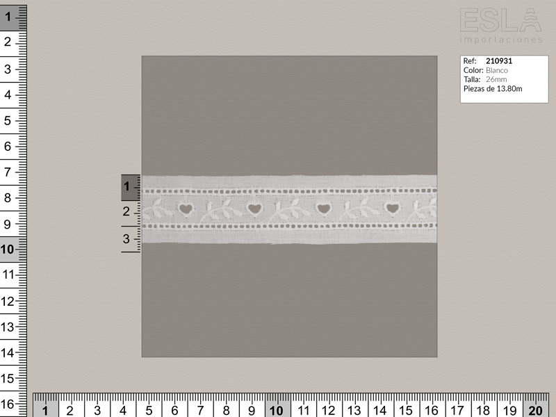 Tira bordada, Blanco, Entredos, Ref 210931