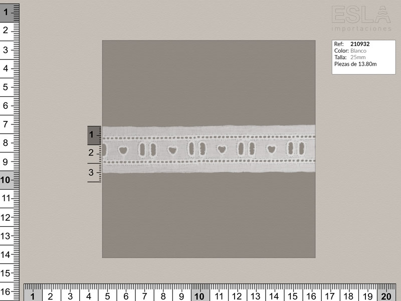 Tira bordada, Blanco, Entredos, Ref 210932
