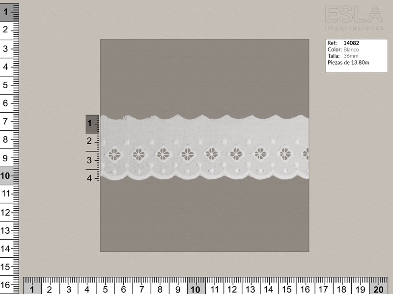 Tira bordada, Blanco, Ref 14082