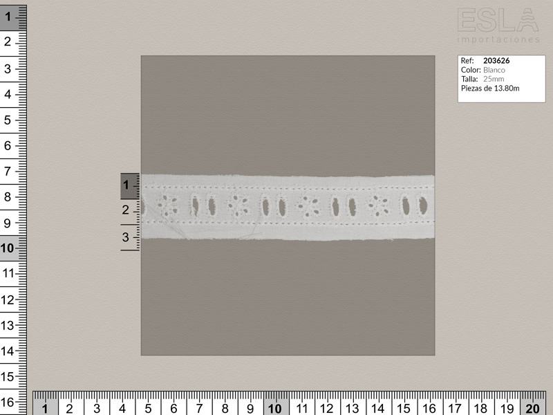Tira bordada, Blanco, Entredos, Ref 203626