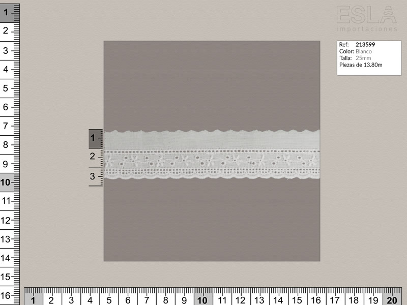Tira bordada, Blanco, Ref 213599