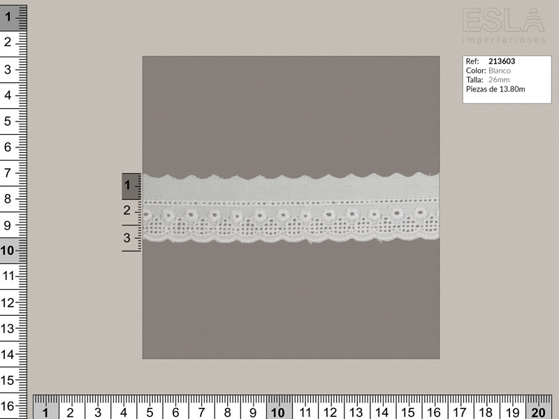 Tira bordada, Blanco, Ref 213603