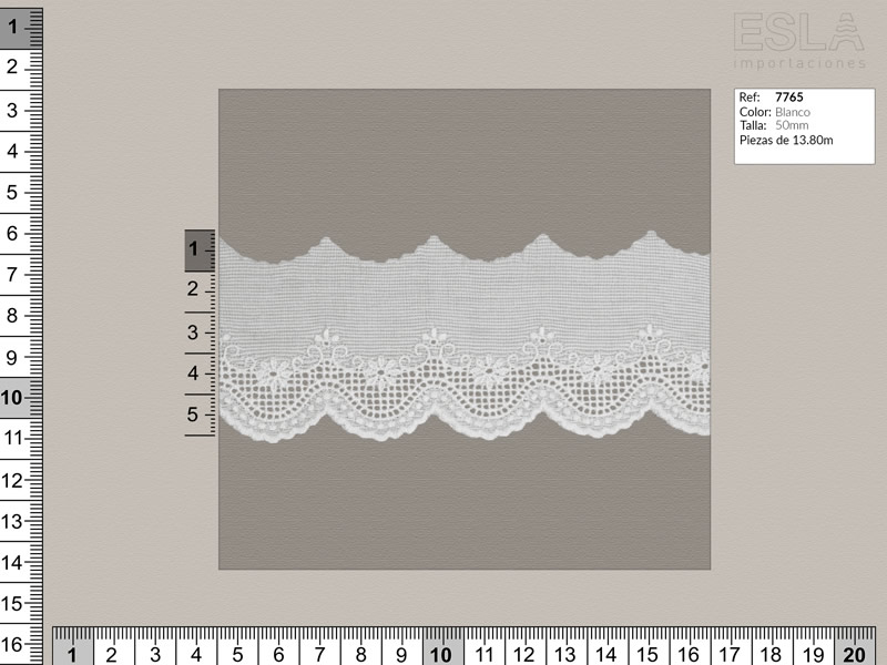 Tira bordada, Blanco, Ref 7765