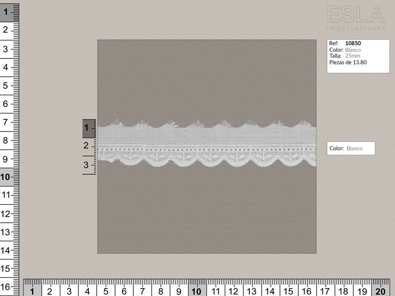 Tira bordada, Blanco, Ref 10850