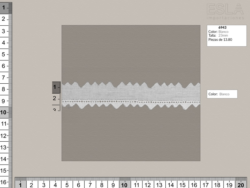 Tira bordada, Blanco, Ref 6943