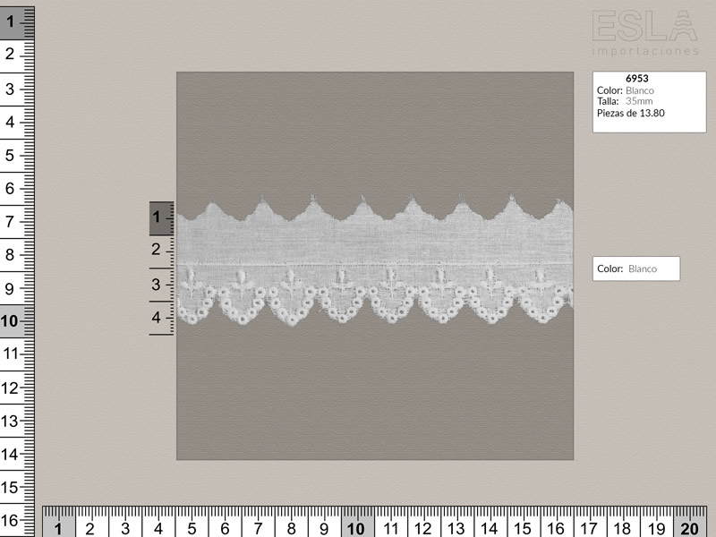 Tira bordada, Blanco, Ref 6953