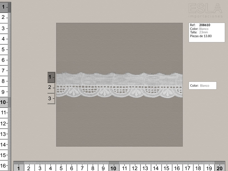 Tira bordada, Blanco, Ref 208610