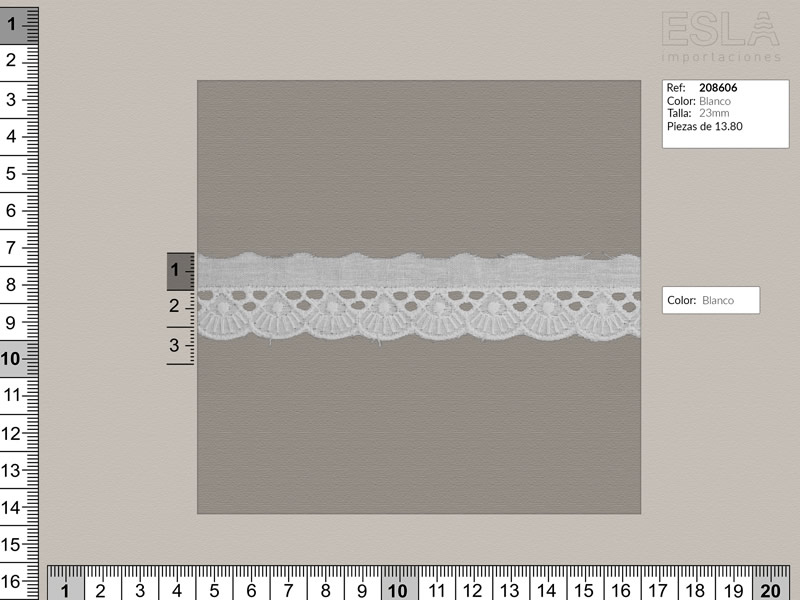 Tira bordada, Blanco, Ref 208606