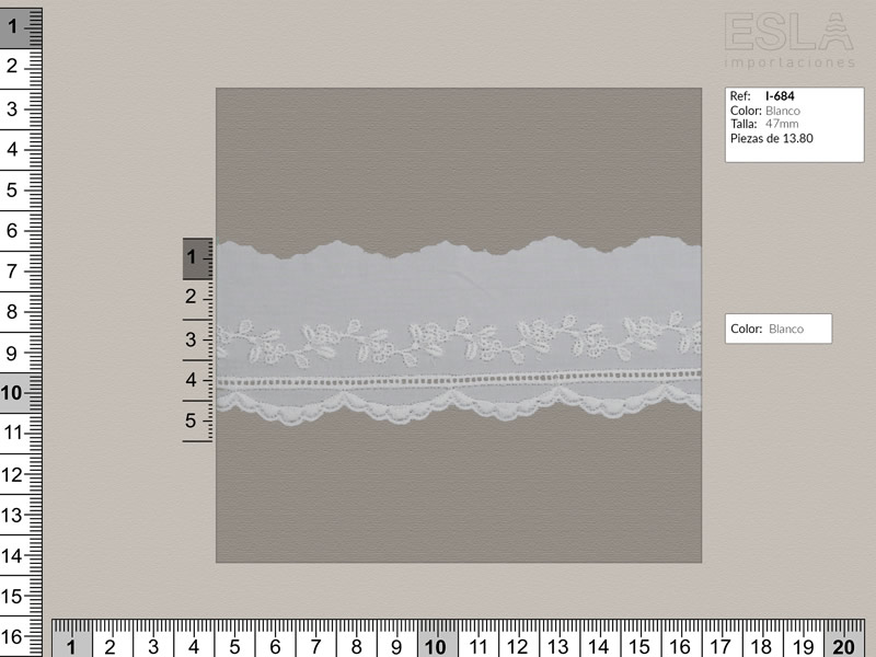 Tira bordada, Blanco, Ref I-684