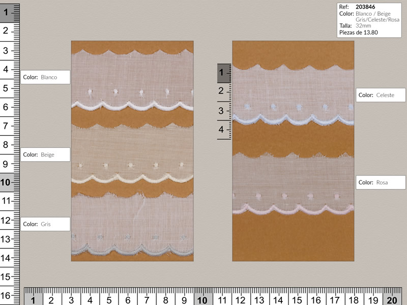 Tira bordada, 5 colores, Ref 203846