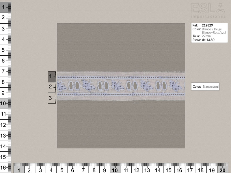 Tira bordada, Entredos, Cuatro colores, Ref 212829