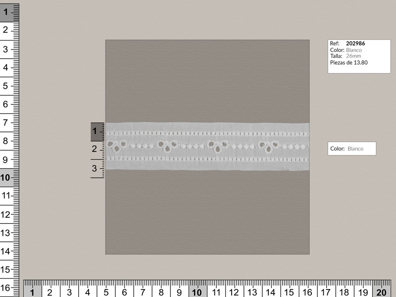 Tira bordada, entredos, blanco, Ref 202986