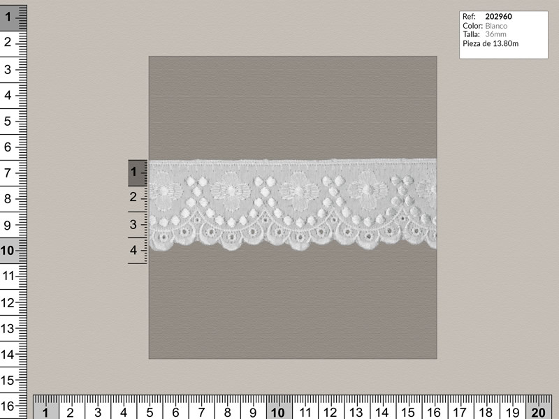 Tira bordada, Blanco, Ref 202960