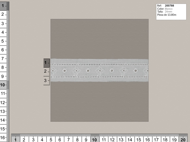 Tira bordada, Blanco, Ref 200788