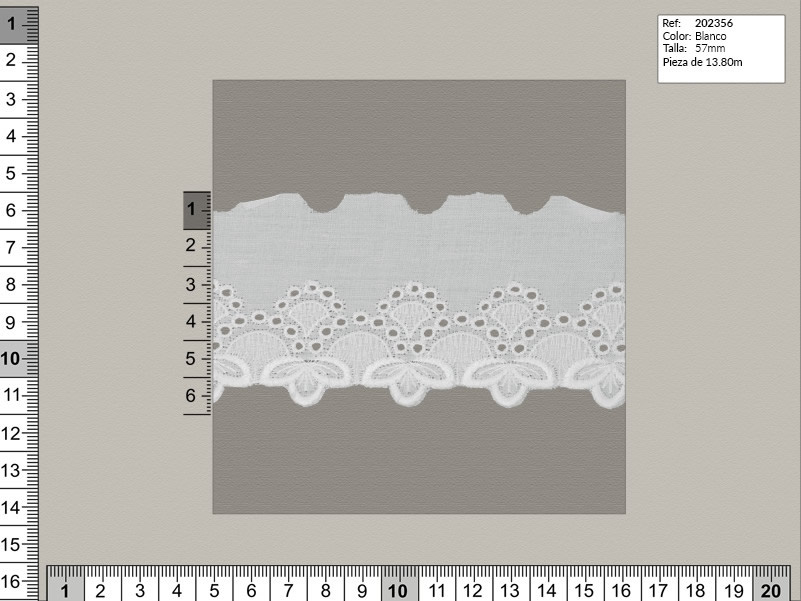 Tira bordada, Blanco, Familia 202350, Ref 202356
