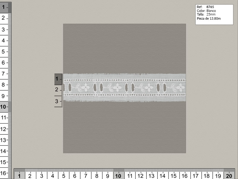 Tira bordada, Blanco, Familia 8764, Ref 8765