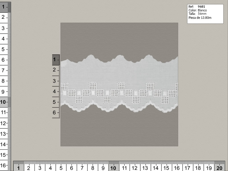 Tira bordada, Blanco, Familia 9678, Ref 9681