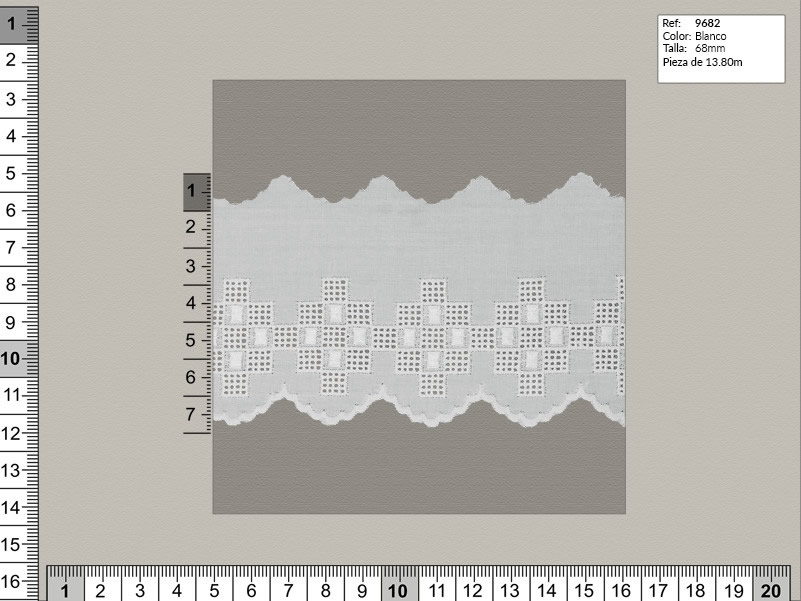 Tira bordada, Blanco, Familia 9678, Ref 9682