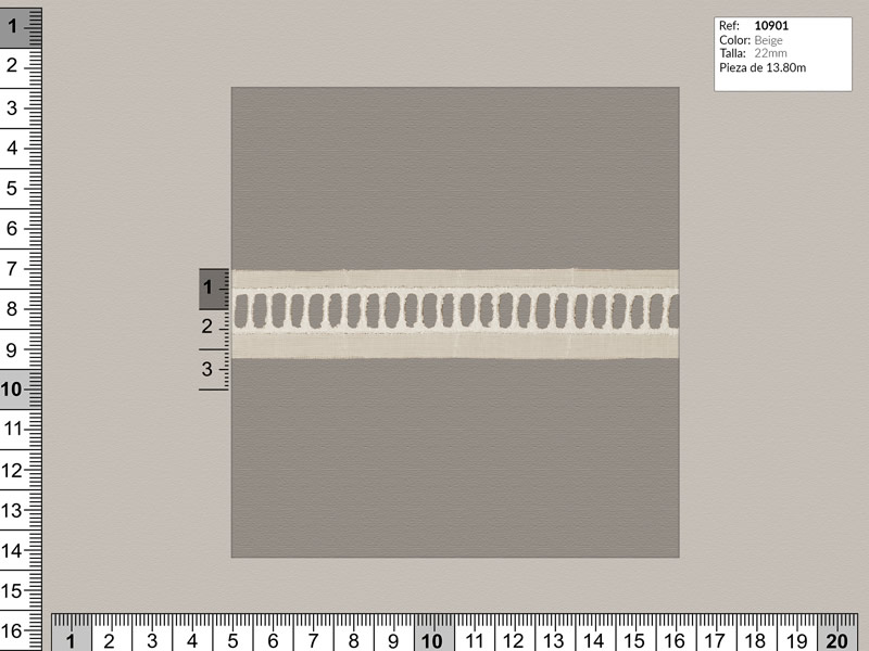 Tira bordada, Beige, Familia 10901, Ref 10901