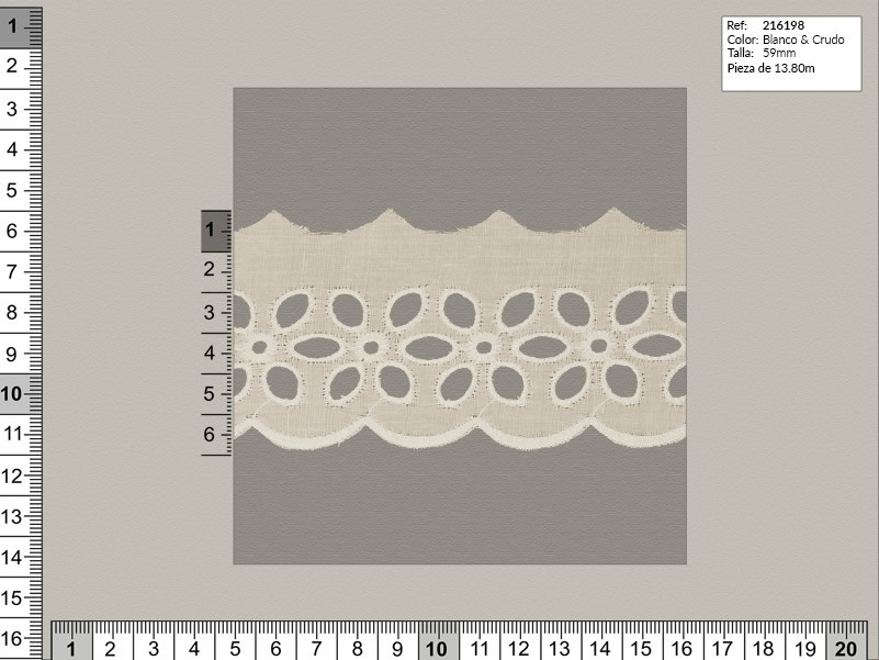 Tira bordada, Blanco y beige, Familia 216196, Ref 216198