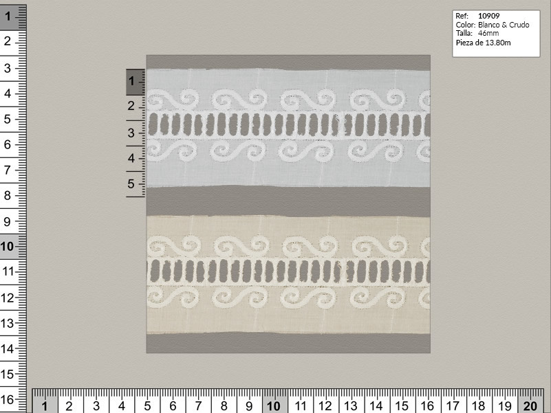 Tira bordada, Blanco, Familia 10901, Ref 10909