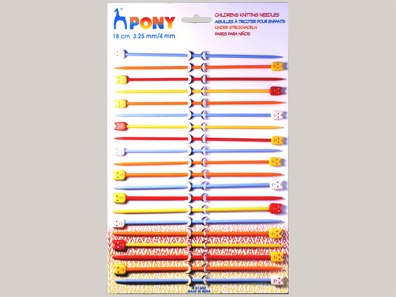 Blister agujas de tricotar infantiles, PONY, Ref 61682