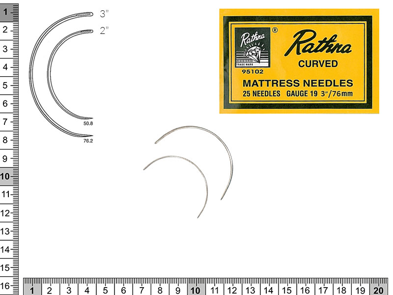Aguja curva, tapiceros, Tamaño 3\