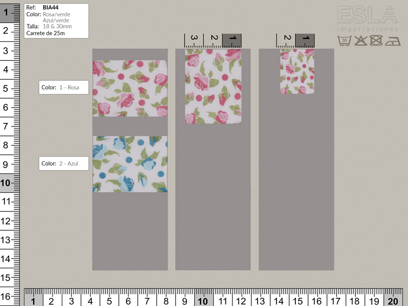 Bies perfilado,estampado flores, Ancho de 18 y 30mm, ref BIA44