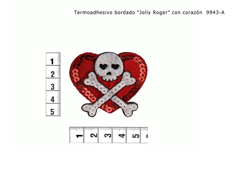 Termoadhesivo bordado jolly roger corazón 9943-A