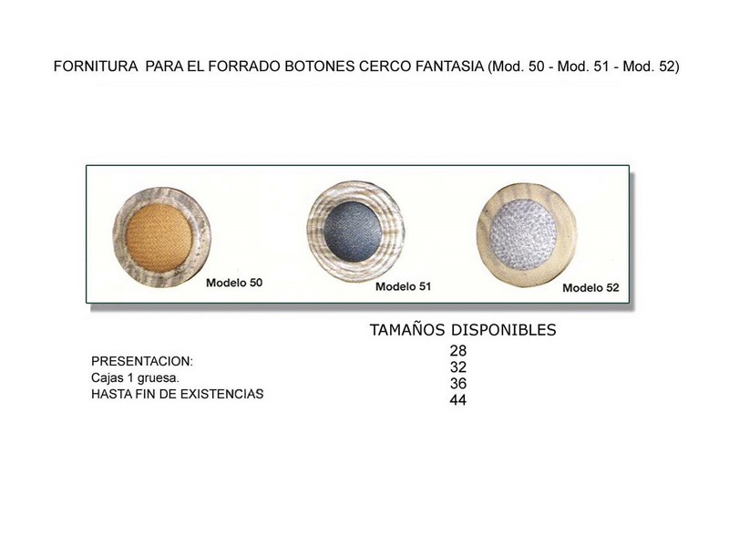 Fornitura forrado botones cerco fantasía