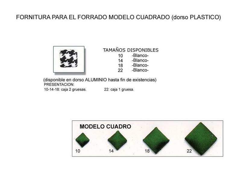 Fornitura forrado modelo cuadrado