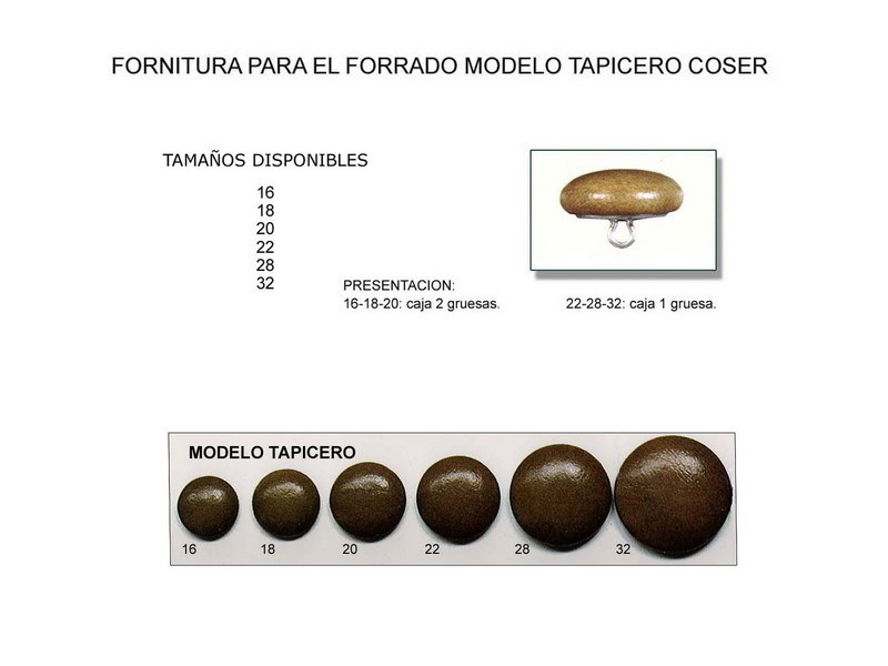 Fornitura forrado modelo tapicero coser