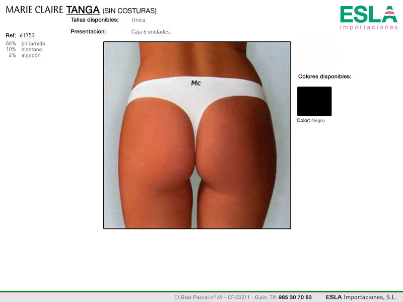 Tanga liso, Sin costuras, Marie Claire, Ref 61753