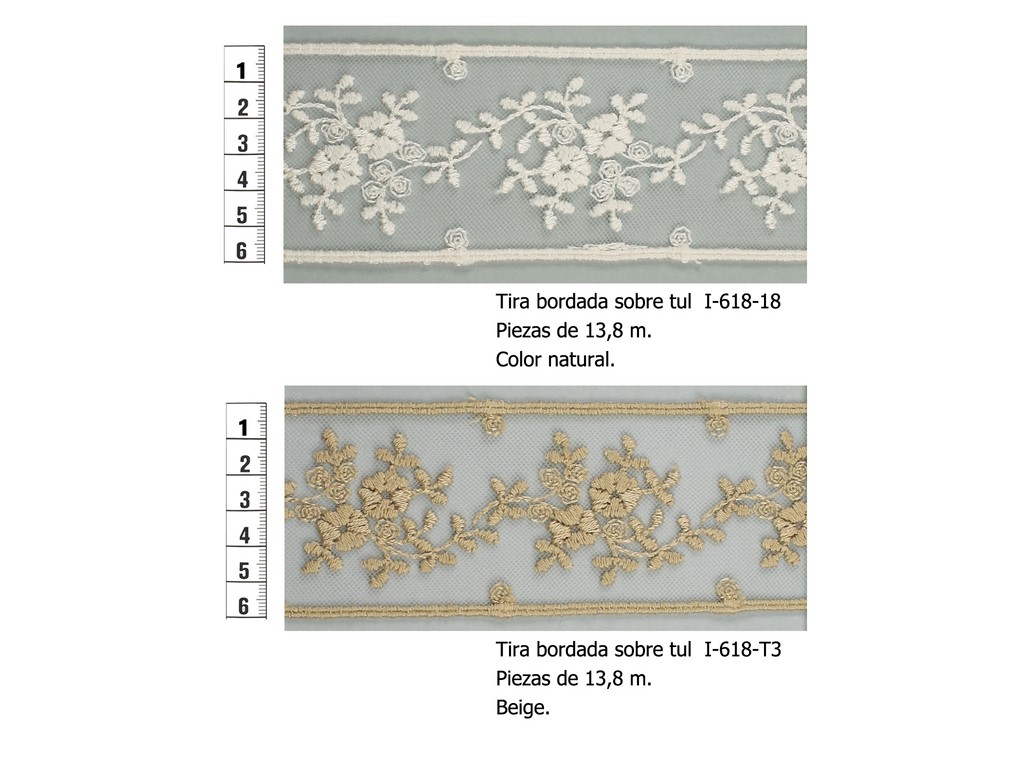 Tira bordada sobre tul I-618-18 e I-618-T3