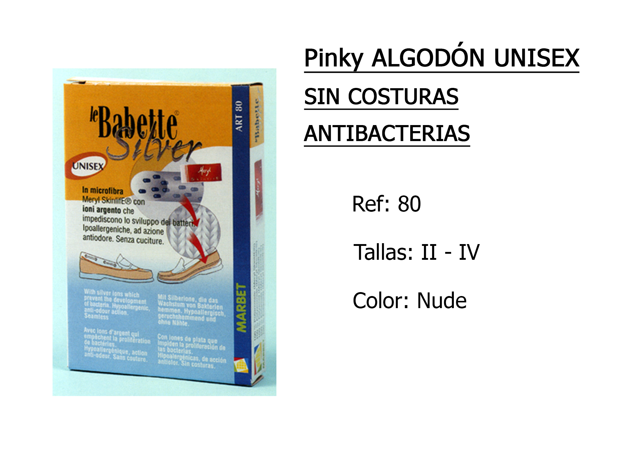 PINKY algodon unisex sin costuras 80