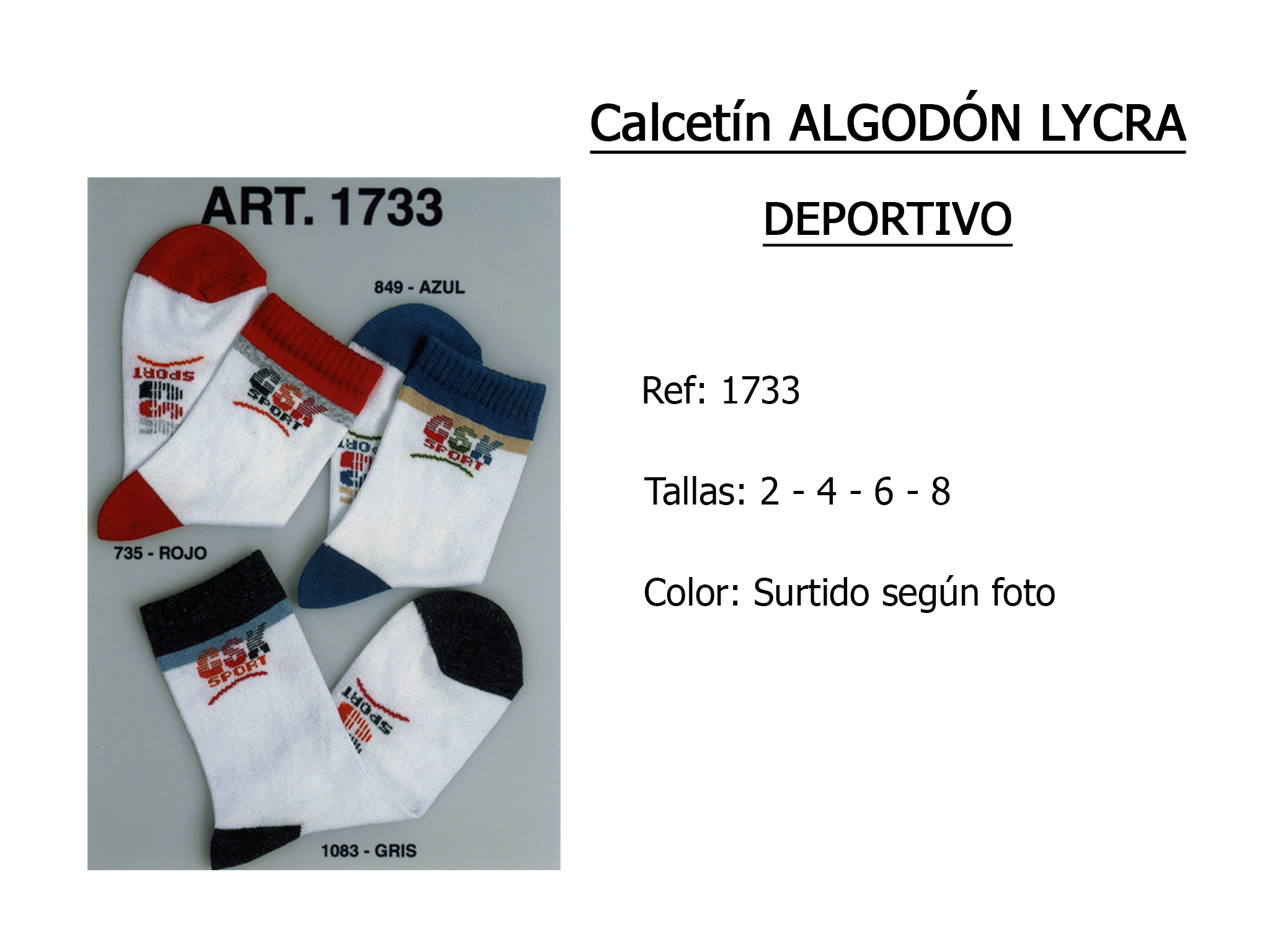CALCETIN algodon lycra deportivo 1733