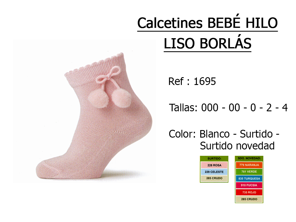 CALCETIN bebe hilo liso borlas 1695