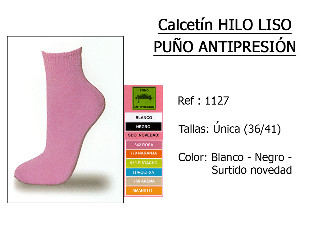 CALCETINES hilo liso puno antipresion 1127