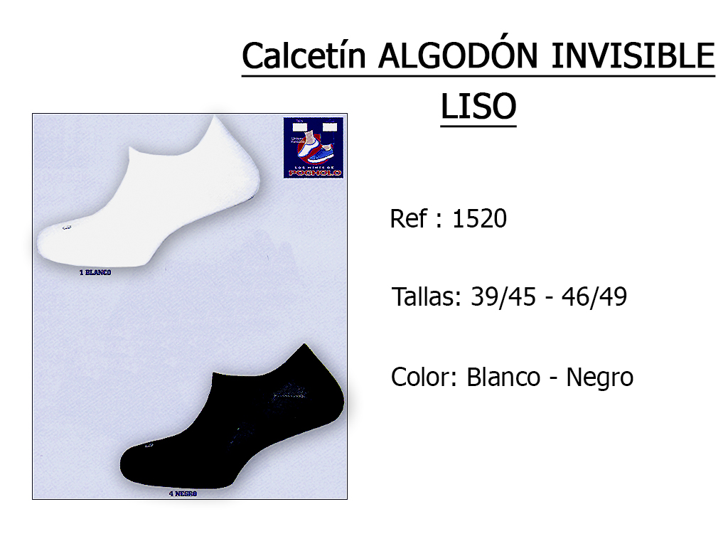 CALCETIN invisible liso algodon caballero 1520