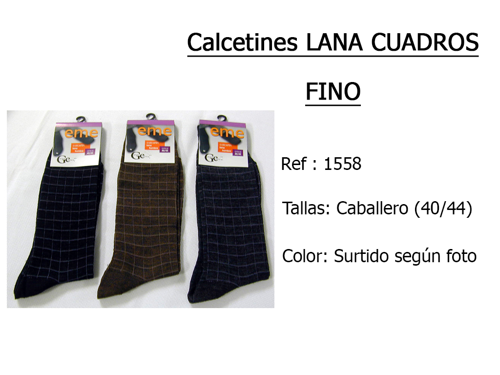 CALCETINES lana cuadros fino 1558