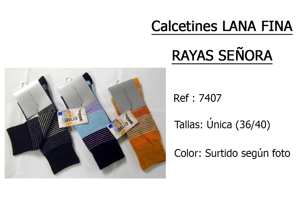 CALCETINES lana fina rayas senora 7407