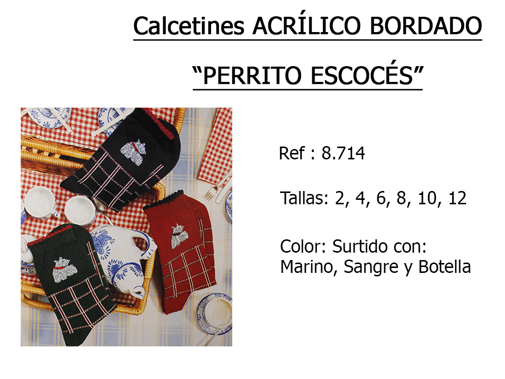 CALCETINES acrilico bordado perrito escoces 8.714