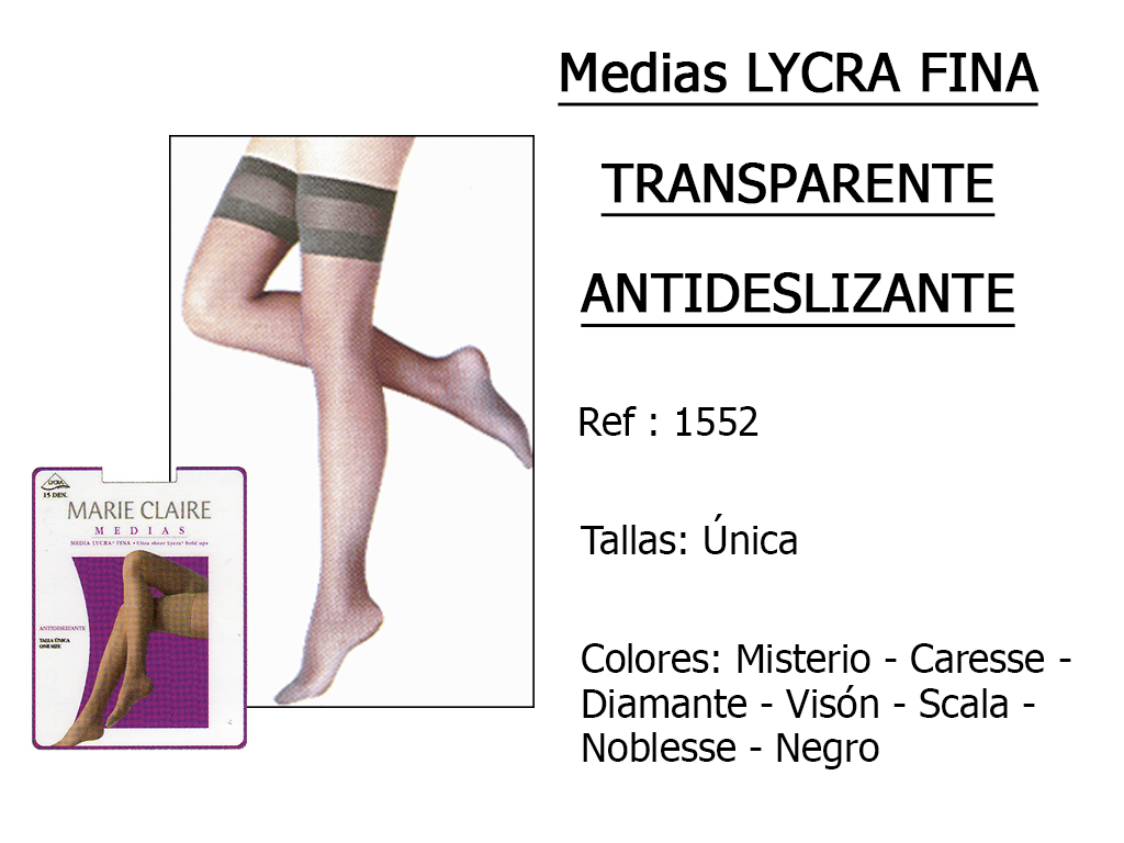 MEDIAS lycra fina y transparente antideslizante 1552