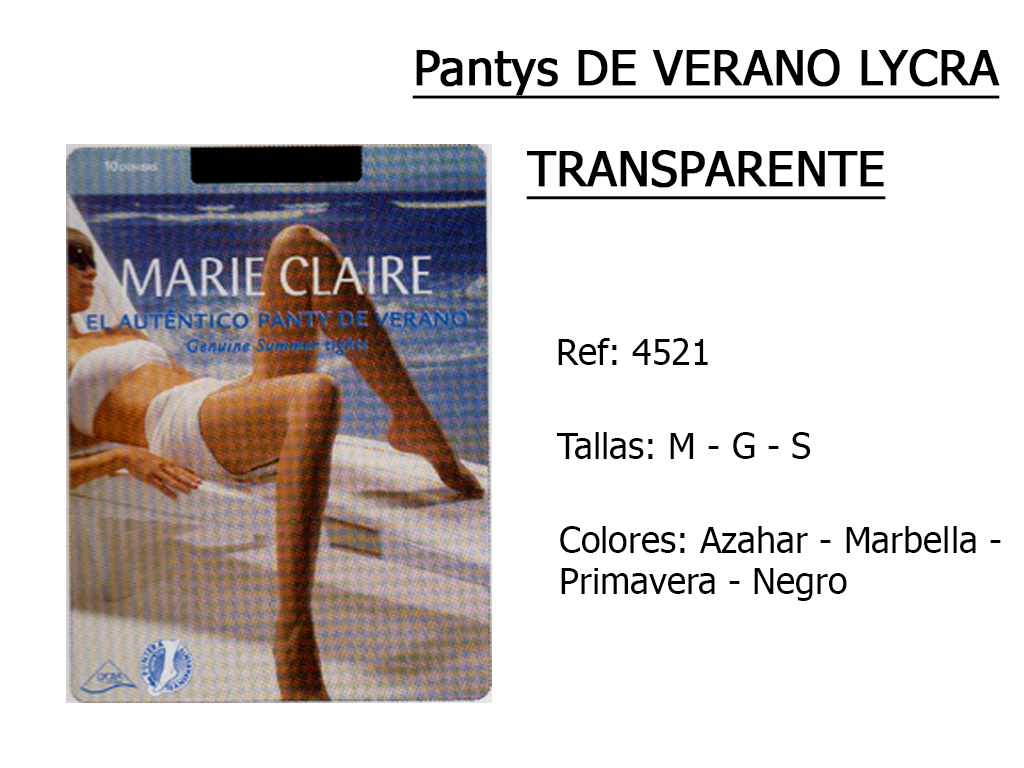 PANTYS de verano lycra transparente 4521