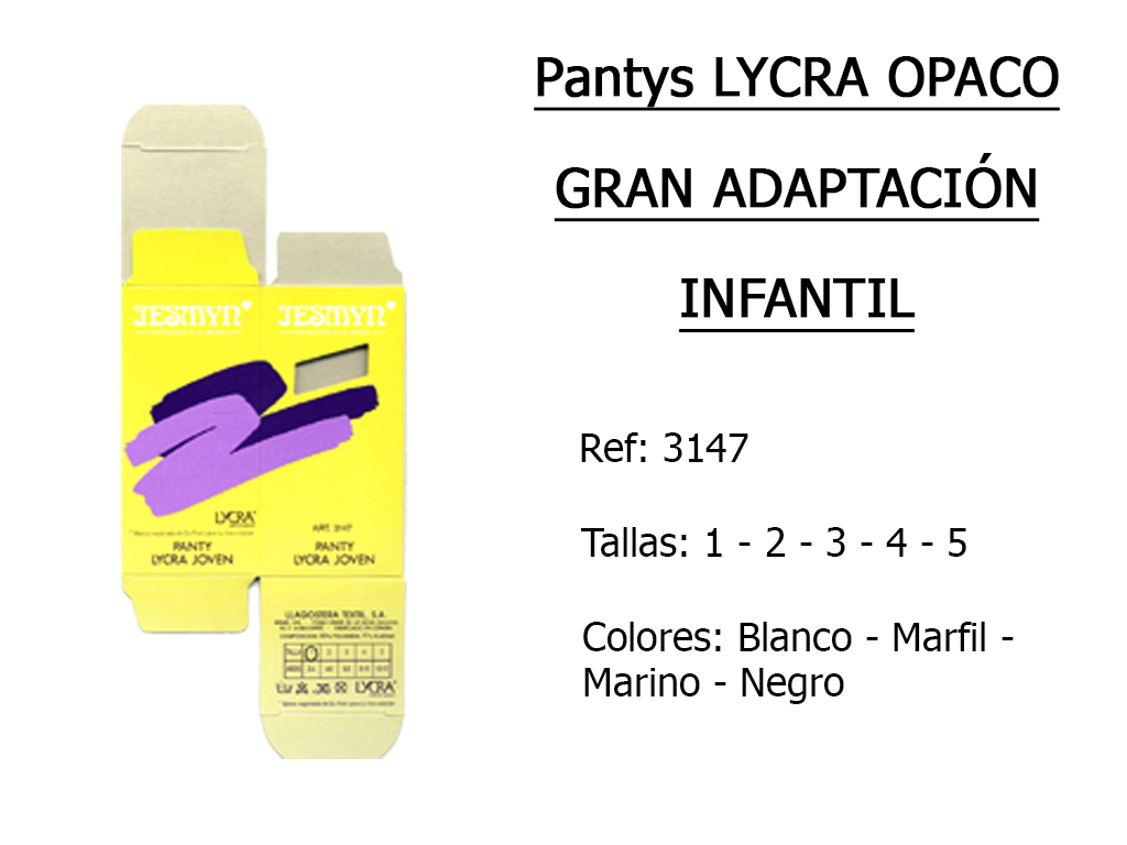 PANTYS lycra opaco gran adaptacion infantil 3147