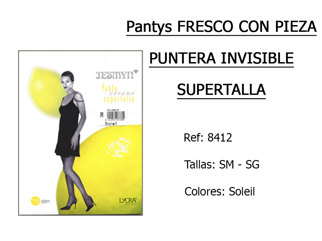 PANTYS fresco con pieza puntera invisible supertalla 8412