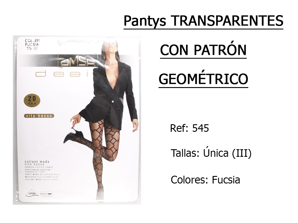 PANTYS transparentes con patron geometrico 545