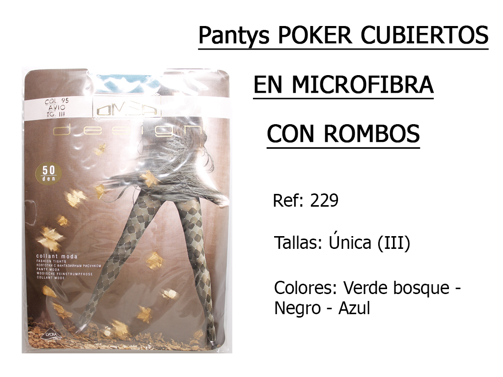 PANTYS poker cubiertos en microfibra con rombos 229